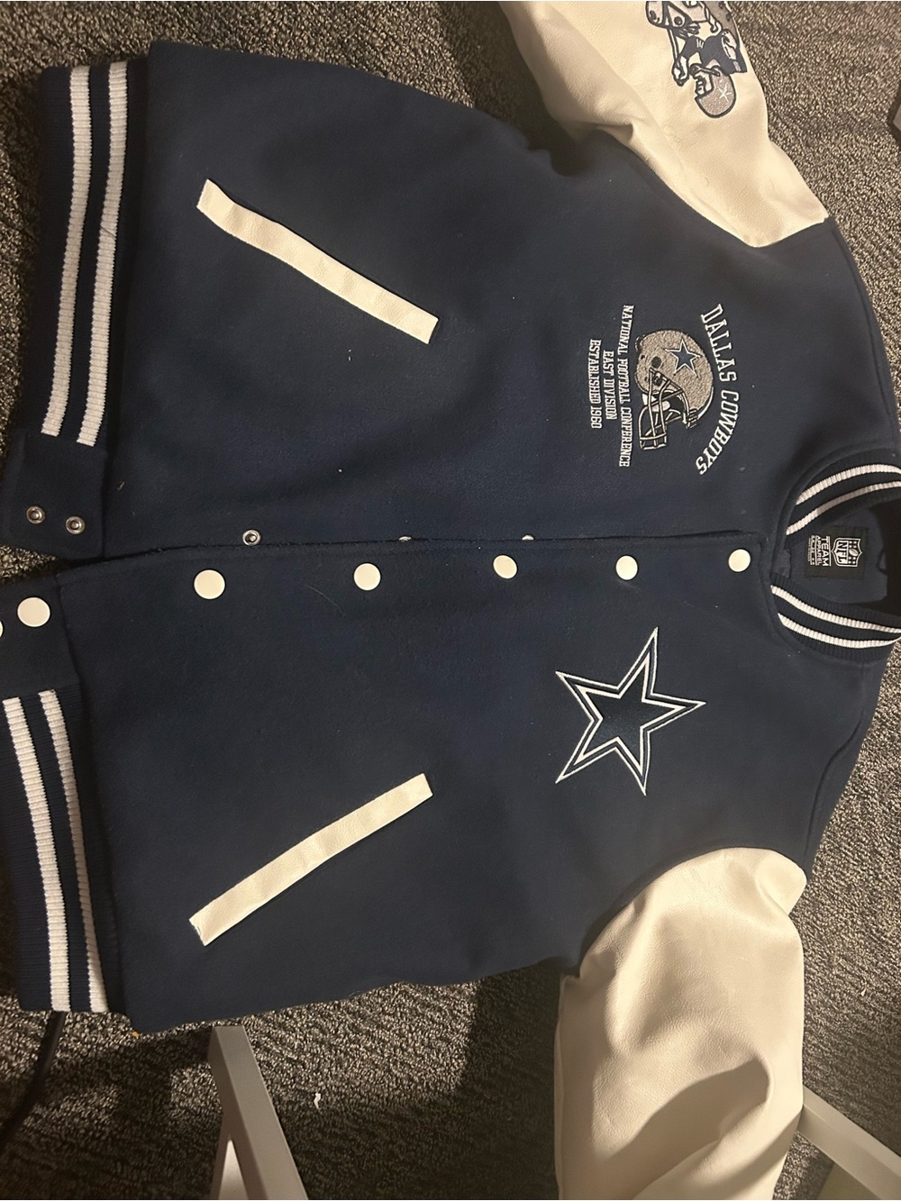 Dallas Cowboys Men’s Navy and White Varsity Jacket